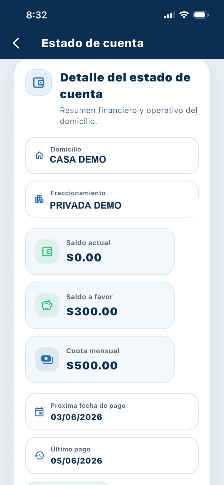 Estado de cuenta y pagos
